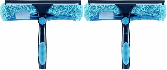 2pcs 11" Window Squeegee & Microfiber Scrubber 2-in-1 Cleaning Tool | Attachment Only
