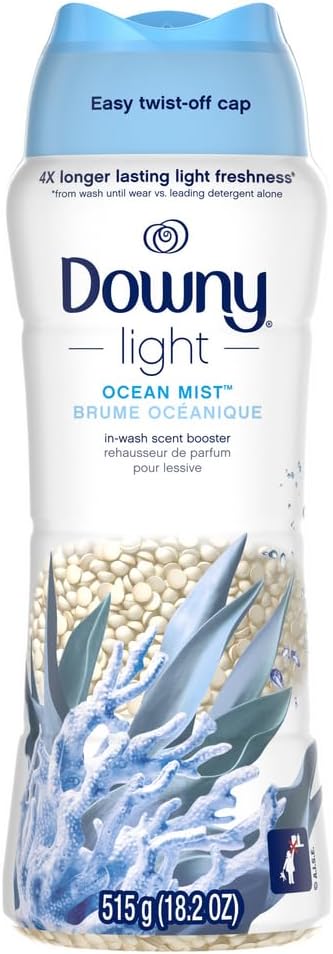 Downy Light Laundry Scent Booster Beads, Ocean Mist Scent, 18.2 OZ, In-wash fabric beads designed to be gentle with a light boost of scent, No Heavy Perfumes