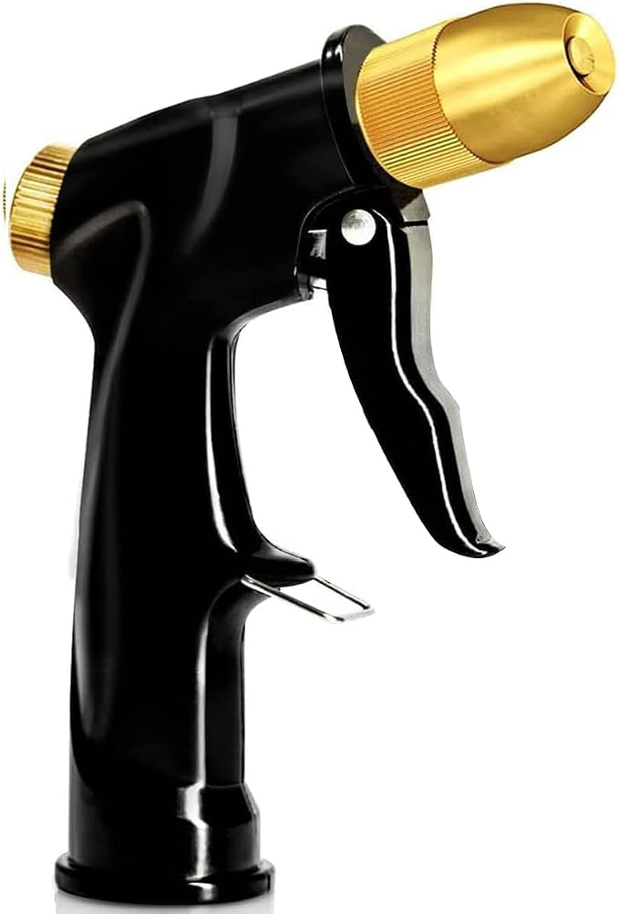 ESOW Garden Hose Nozzle, Heavy Duty Metal with Brass Nozzle, 4 Modes | High pressure pistol grip sprayer for garden, car wash, pet shower. Leak-proof, rustproof metal build. Adjustable water flow