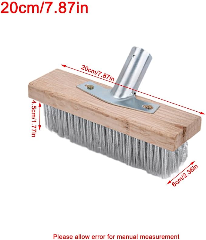 Stainless Steel Wire Scrub Brush for Deck, Concrete, Patio Floor Cleaning, Heavy Duty Bristle Scrubber Broom for Moss Removal(20cm/7.87in)