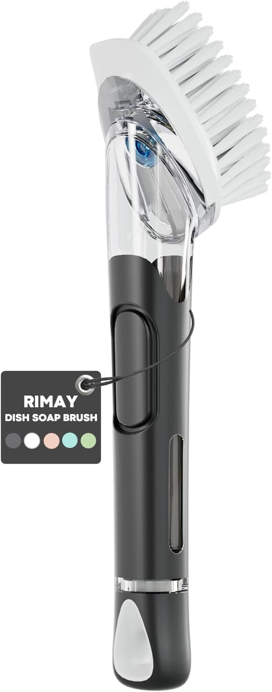 RIMAY Soap Dispensing Dish Brush, Dish Scrubber with Soap Dispenser, Dish Soap Brush, Dish Wand with Soap Dispenser Kitchen Brush for Dishes, Pans, Sink, Pots