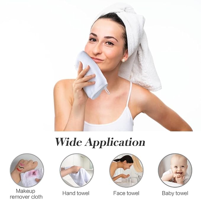 SINLAND Microfiber Facial Cloths Fast Drying Washcloth 12inch x 12inch Absorbent Face Wash Cloth Soft Makeup Remover Cloths