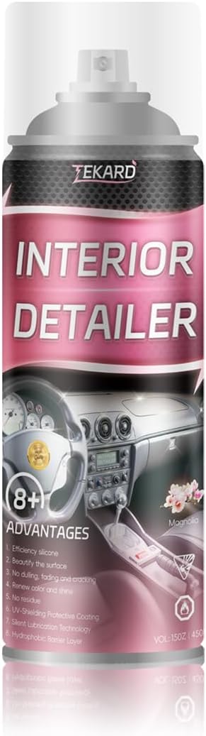 Interior Detailer Spray, Aerosol Car Interior Cleaner, 15 oz | Ready-to-use aerosol for quick, even application on dashboards, vinyl, plastic, rubber and finished leather, magnolia scent