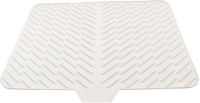 Silicone Dish Drying Mat for Kitchen Counter,23"X17" With Built-in Drain Lip,Food-Grade Silicone,Heat-Resistant Eco-friendly Hygienic Drying Mat Leak-Proof and Non-Slip,Multi-Functional Use（White）