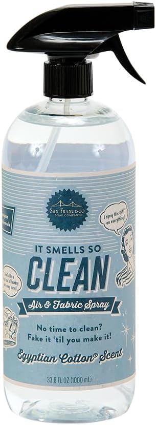 San Francisco Soap Company Smells So Clean Linen Spray | Egyptian Cotton | 33.8 Fl Oz | Fresh Spray | Multi-Purpose And Dye Free