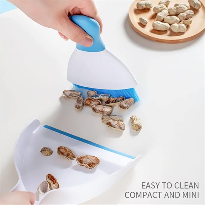 Dust pan Broom Brush Dustpan - Small Broom and Dustpan Set,Mini Broom and Dustpan,Small Dustpan and Brush Set for Home Cleaning, Sofa, Desk, Guinea Pig Cage, Cat Litter etc.（Light Blue）