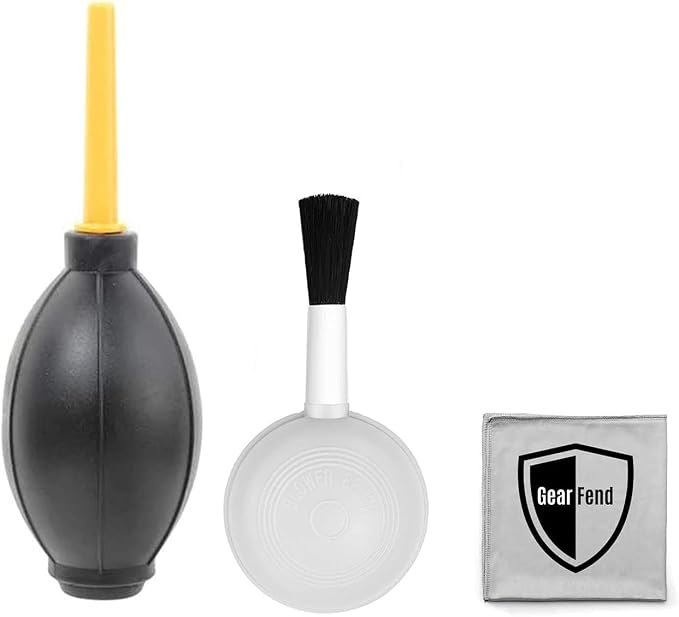 Dust Cleaner Kit Strong Cleaning Air Blower + Soft Brush Blower for Camera & Camcorder, Lens, LCD Screens, etc + Microfiber Cloth