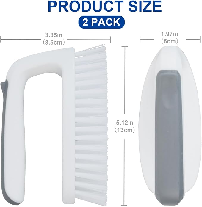 CELOX Carpet Cleaning Brush, Heavy Duty Scrub Brush with Handle, 2 Pack, White