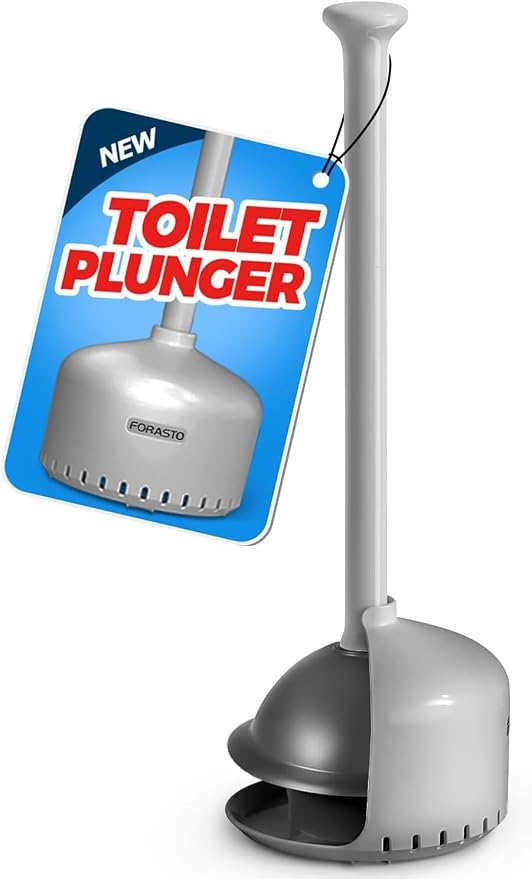 FORASTO Toilet Plunger with Holder,Plungers for Bathroom with Holder,Heavy Duty Plunger with Cover,Bathroom Decor，Bathroom Accessories，Toilet Bowl Cleaners,Charcoal Gray | Plungers for Bathroom, Toilet Bowl Cleaners, Apartment Must Haves, Bathroom Deco...