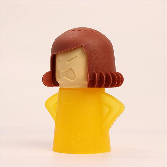 Asltw Angry Mama Microwave Oven Cleaner, Fast Action Steam Kitchen Gadget, Just Add Vinegar and Water (Yellow)