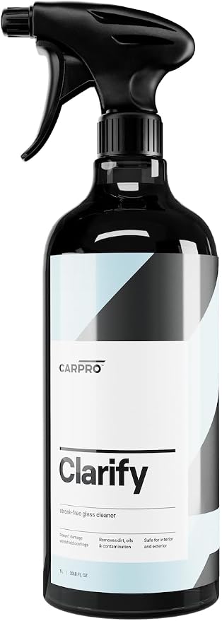 CARPRO Clarify Streak Free Car Window Cleaner Removes Oils, Fingerprints & Dirt - Safe to Use on Ceramic Coatings, Interior and Exterior Glass - Liter (34oz)