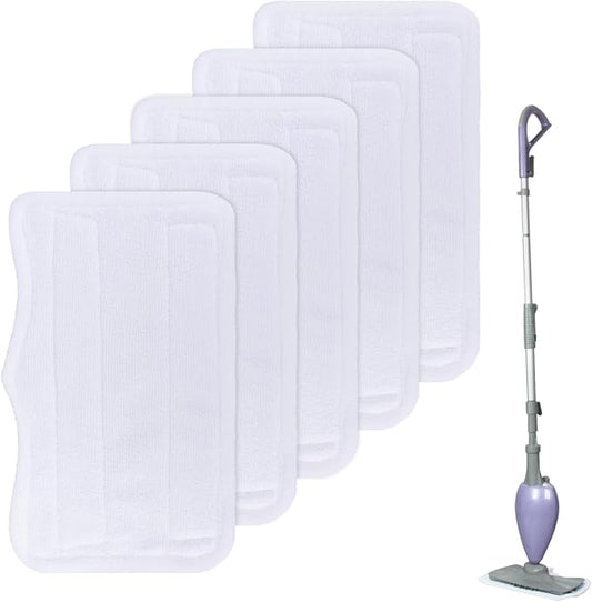 Steam Mop Pads for Shark Steam & Spray Mop S3101 S3251 SK460 SK410 S3101n2 S3250 SK435CO SK140 SK14,Washable Microfiber Cleaning Steamer Replacement Pads,White,5Pack