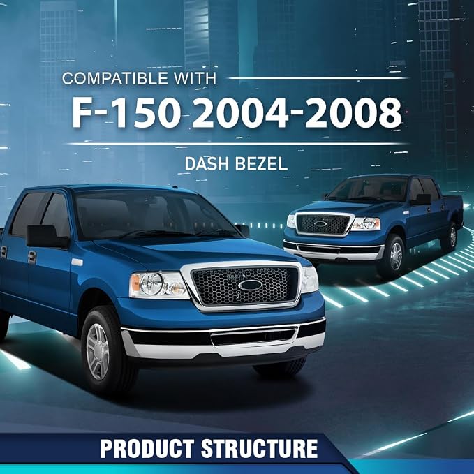 PIT66 Dash Bezel Center Trim Panel Cover Fit 2004-2008 Ford F150 | Dash Bezel Center Trim Panel Cover Compatible with 2004-2008 Ford F150 4L3Z-1504302-AAA