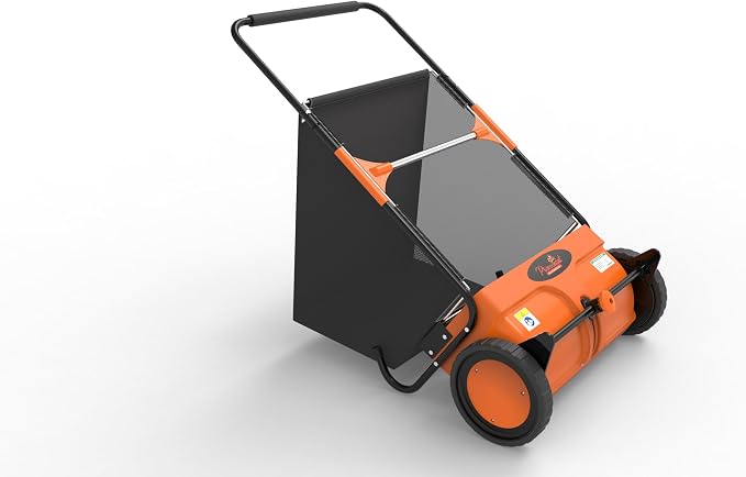 21-Inch Push Lawn Sweeper, Quick Dump & Dustproof Yard Sweeper for Leaves and Grass, Adjustable Height with Large Hopper Bag