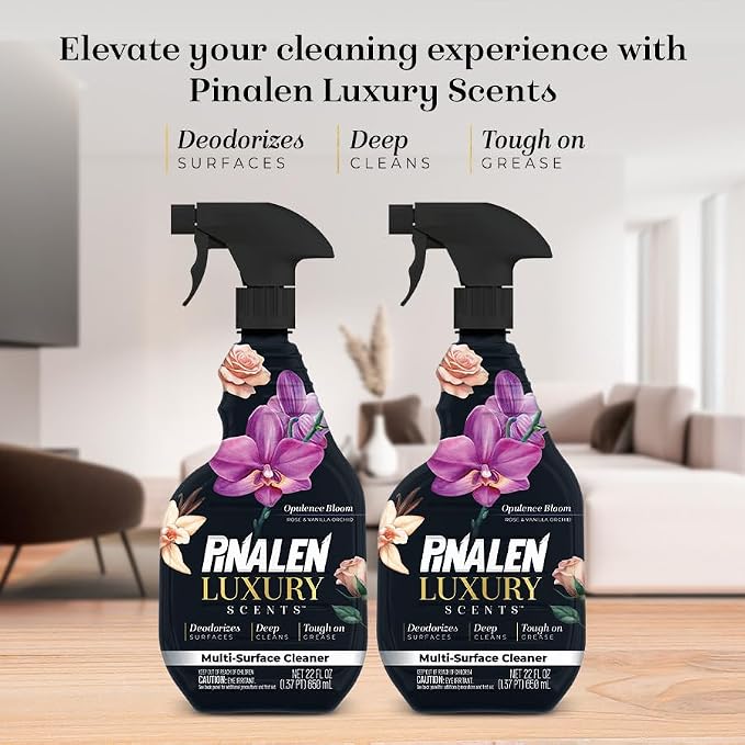 PINALEN Luxury Scent Multipurpose Cleaning Spray - Opulence Bloom - (2 Pack) 22 fl oz - All Purpose Cleaner for Kitchen, Bathroom & Surfaces