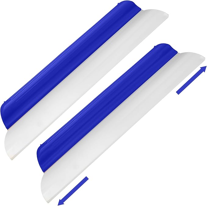 2 Pack 14 Inch Car Drying Squeegee Blue Longer Silicone Water Squeegee Window Shower Blade Automotive Squeegees Flexible Auto T-bar Rubber Squeegees for Car Windshield Glass Bathroom Wash Tool
