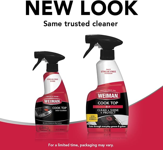 Weiman 2-Pack Cooktop Cleaning Spray & Microfiber Cloth – Cooktop & Oven Cleaner for Streak & Residue Free - Non-Abrasive Degreaser Safe for Glass & Ceramic