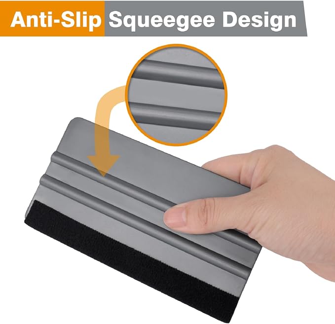 KESPEN Window Felt Squeegee, Vinyl Scraper for Window Privacy Film and Car Glass, Tint Squeegee Installation Tool Protection Scratches Film Soothing, 5.9 * 3.1 Inch, Grey