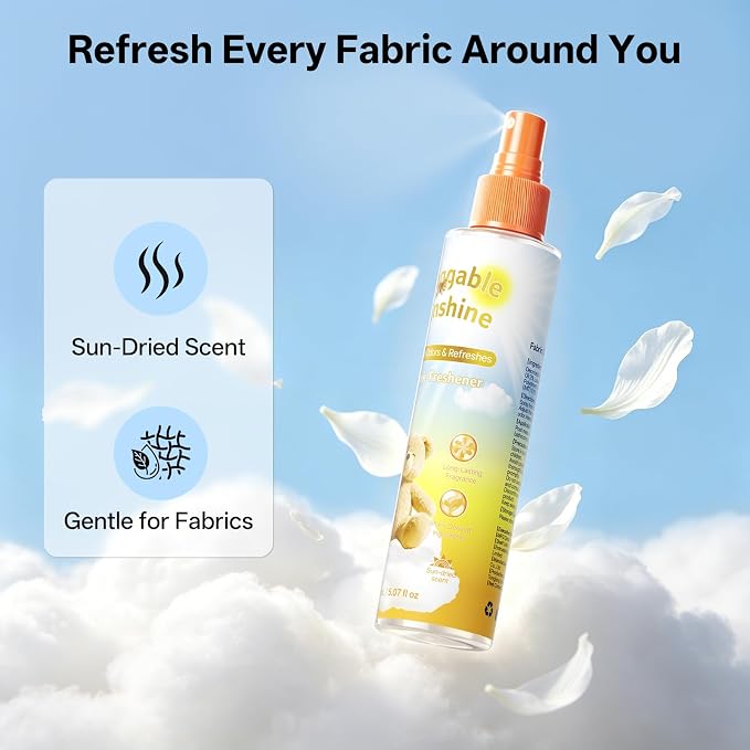 Odor Eliminator Fabric Freshener Spray, Apple Scent, 5.07 fl oz | Multi-Use Fabric Refresher Deodorizer, Long Lasting Fragrance for Clothes, Carpet, Couch, Mattress, Pillow, Curtain & Travel