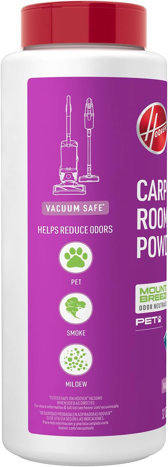 Hoover Pet Carpet and Room Refresher, 32 oz, Carpet Powder | Pet Odor Remover, Mountain Breeze Scent, Vacuum Cleaner Safe, Rugs, Couches & More, For Use on Carpets, For Home Use