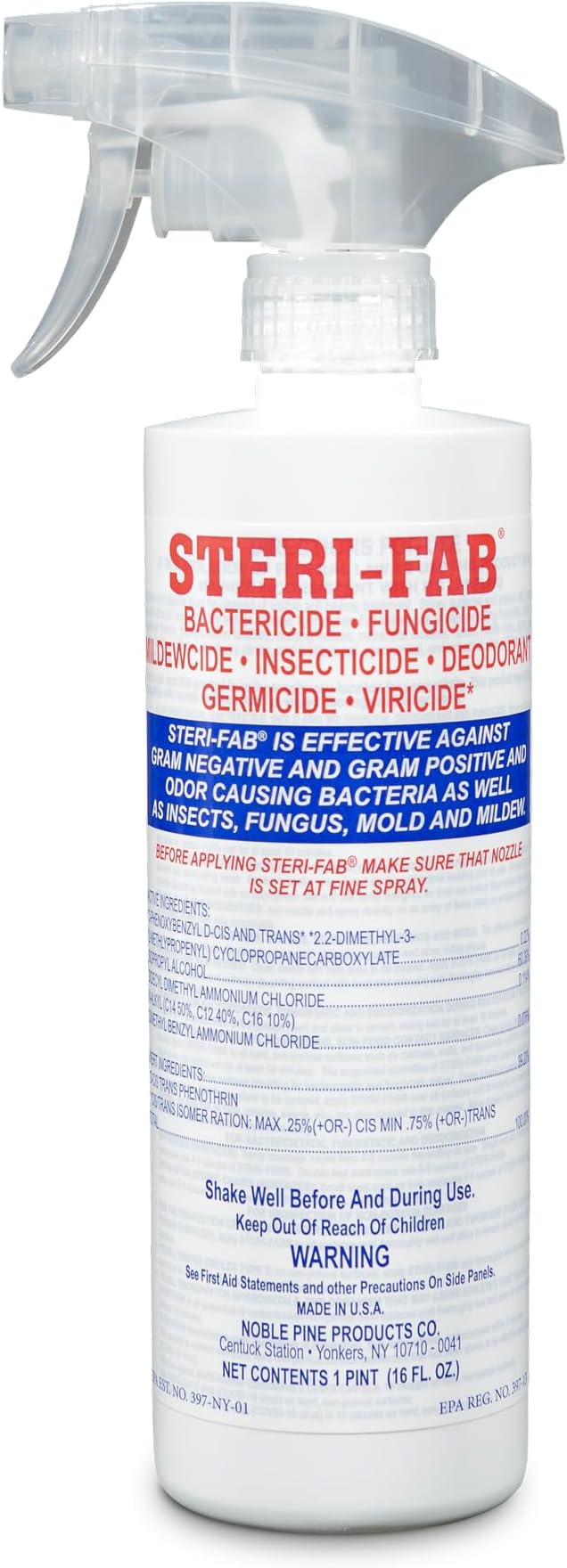 Steri-fab All-in-One Disinfectant Spray – Kills Bed Bugs, Fleas, Mites, Roaches, Viruses, Fungi, & Odors – Quick-Drying, Non-Residual, 16 Ounce Sprayer Bottle