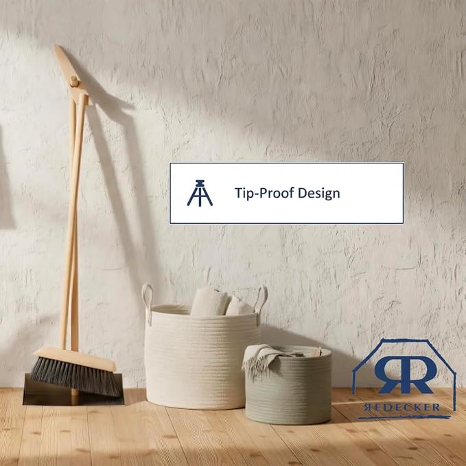 REDECKER Horsehair Broom & Stainless Steel Dust Pan Set - Oiled Beechwood Handles, 35-3/8 Inch - Broom & Dustpan Combo for Home, Kitchen, Outdoor Use - Wooden Broom and Dustpan Set, Made in Germany