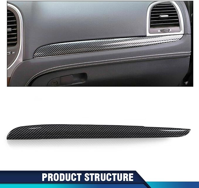 PIT66 Central Control Dashboard Cover Trim Bezel Fit Chrysler 300 2011-2023 | Black Carbon Fiber Polished