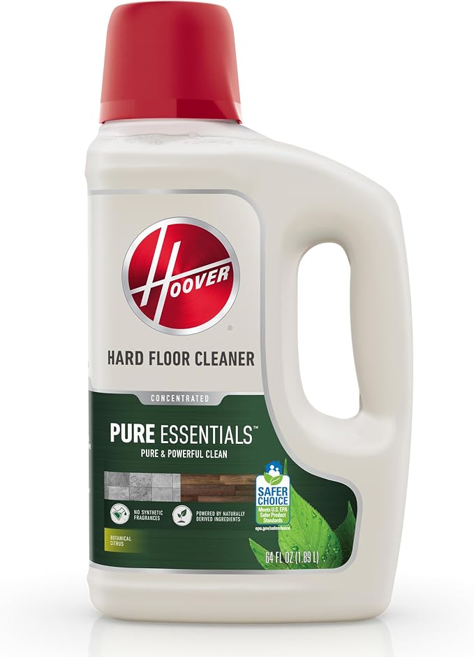 Hoover Pure Essentials Hard Floor Cleaner Solution, 64 oz | Botanical Citrus Scent, Plant-Based Formula, No Synthetic Fragrance, Pair With Hoover Hard Floor Cleaner Machine