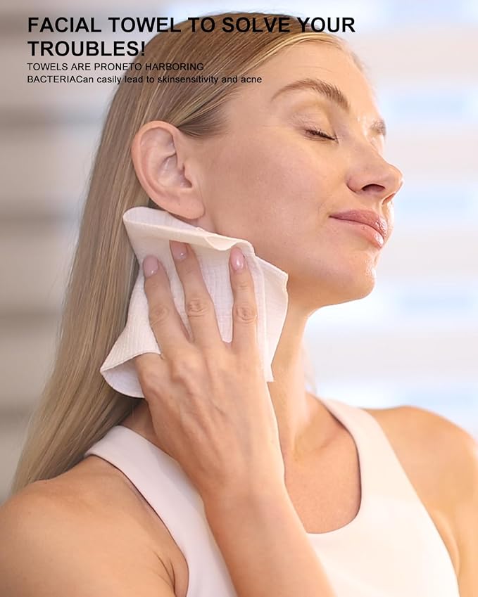 Face Towels,Facial Towel,100 Ct Disposable Face Towel, 9.8"X9.8"Face Cloths | Makeup Remover Face Towelettes Disposable,Disposable Face Cloths for All Skin Types,USDA Biobased Clean Face Towel