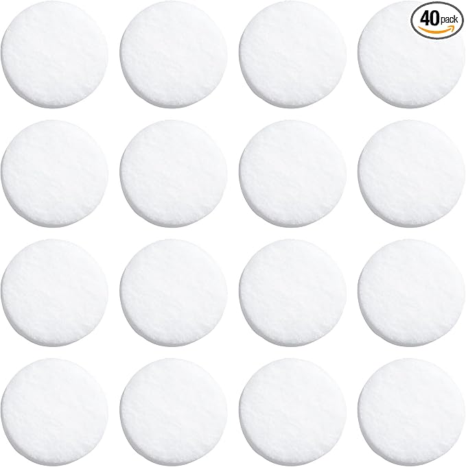 HINZIC 40Pcs Car Air Freshener Refill Felt Pads, 17.5MM/0.7inch Unscented White Air Freshener Replacement Pads Oil Perfumes Refill Tablets for Car Air Freshener Vent Clips Car Diffusers