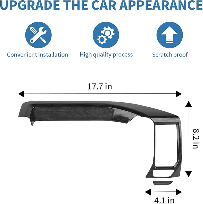 for Silverado Center Dashboard Tray Panel Trim Cover for Chevy Silverado 2022 2023 2024 Black Wood Grain Interior Accessories 2pcs