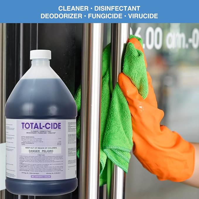 ForPro Total-Cide Disinfectant Solution, 2X Concentrated Formula, Hospital Grade Sanitizer & All Purpose Cleaner, 1 Gallon (128 Fl Oz)