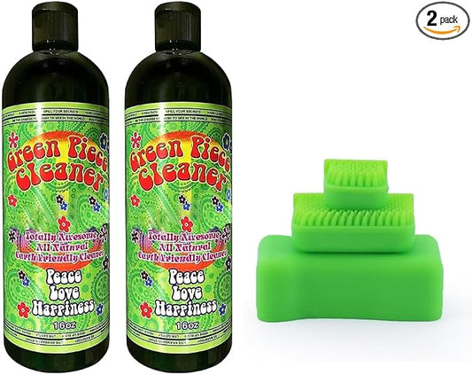 Green Piece® Magnetic Glass Cleaner Kit –2 Bottles of 16 oz Glass Cleaner with Green Magnet Scrubber for Easy Grime and Tar Removal Eco-Friendly Solution for Glass, Ceramic Metal Surfaces