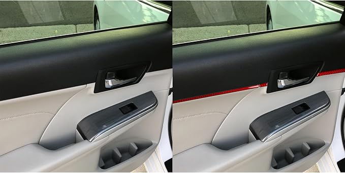 Real Carbon Fiber Trim for Toyota Camry Accessories | for 2012 2013 2014 Rear Door Inner Decoration Strip Interior Thick Overlay Decal 6PCs