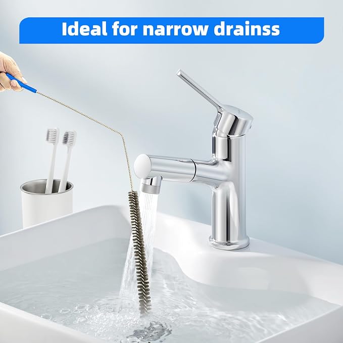 Flexible Cleaning Tool,Bendable Sewer Drain Brush, Long Pipe Cleaner for Home Kitchen Sink, Shower and Tub Hair Clogs