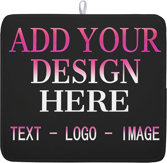 Custom Personalized Dish Drying Mat 16x18 Inch Customized Drying Mats with Picture Text for Kitchen Counter Custom Image Microfiber Absorbent Dishes Pad for Travel Festivals Family Memories Home Decor