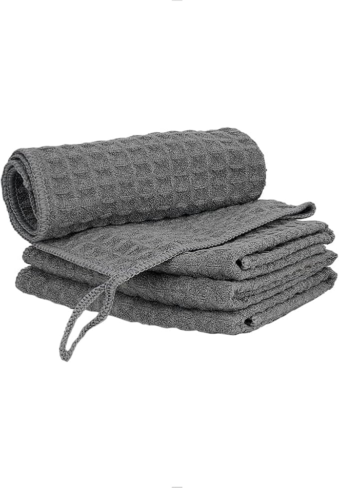 watchget 4 Pack Microfiber Espresso Barista Cleaning Towels, Dark Grey | Professional 12"x12" Lint-free Rags; Highly Absorbent Cleaning Towels for Espresso Steam Wands & Coffee Bar Counters