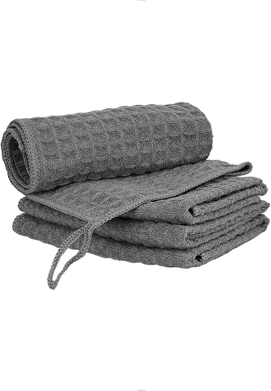 watchget 4 Pack Microfiber Espresso Barista Cleaning Towels, Dark Grey | Professional 12"x12" Lint-free Rags; Highly Absorbent Cleaning Towels for Espresso Steam Wands & Coffee Bar Counters