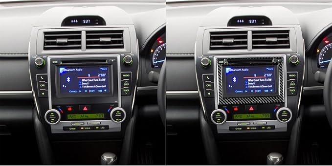 Real Carbon Fiber Trim for Toyota Camry Accessories | for 2012 2013 2014 Dashboard GPS Navigatiion Display Screen Panel Frame Sticker Interior Thick Overlay Decal