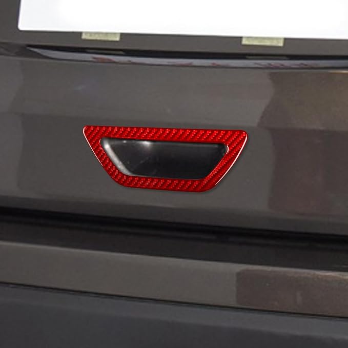 Red Real Carbon Fiber Trim for Nissan Rogue Accessories | for 2014 2015 2016 2017 2018 2019 2020 S SL SV Trunk Tailgate Door Handle Switch Frame Sticker Exterior Thick Overlay Decal