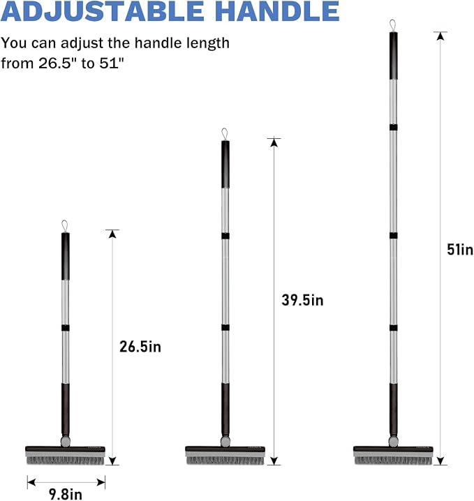 SetSail Grout Cleaner Brush with Long Handle, V-Shaped Floor Brush, Black | Swivel Grout Brush Stiff Bristle Floor Grout Scrubber for Bathroom, Tile Line, Crevice, Kitchen, Wall, Deck, Garage