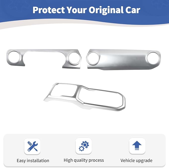 RT-TCZ for Wrangler JL Dash Trim Cover Silver, Gear Shift Panel Trim Frame for Jeep Wrangler JL JLU Gladiator JT 2018-2023 Silver Interior Accessories 3pcs