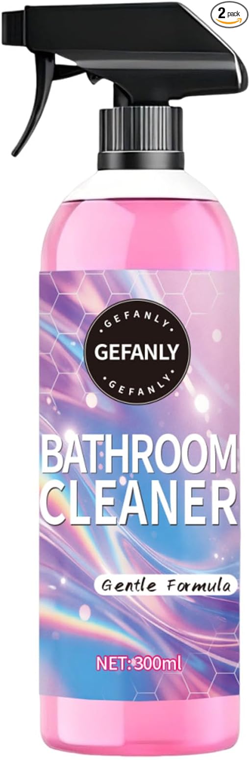Gefanly Bathroom Cleaner, 10 Fl Oz Powerful Pink Bathroom Cleaner Spray, Bathrooms Descaler Foam Cleaners for Sink Tub Floor Tile (1pcs)