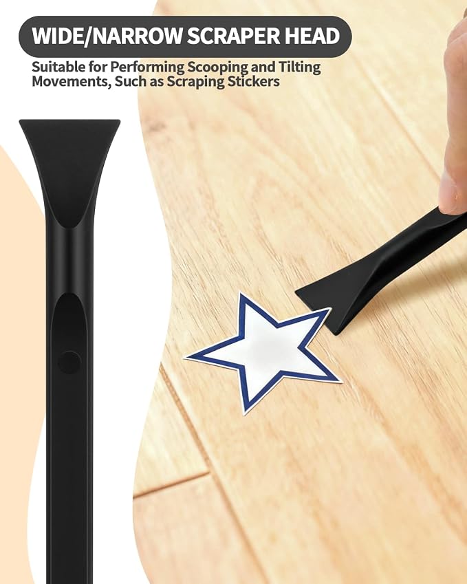 12 PCS Carbon Fiber Plastic Scrapers Tool, Non-Scratch Scraper Tool for Tight Spaces, Multi-Purpose Label Scraper Pen-Shaped, for Car Cleaning Supplies, Kitchen, Crevices, Stains (Black)