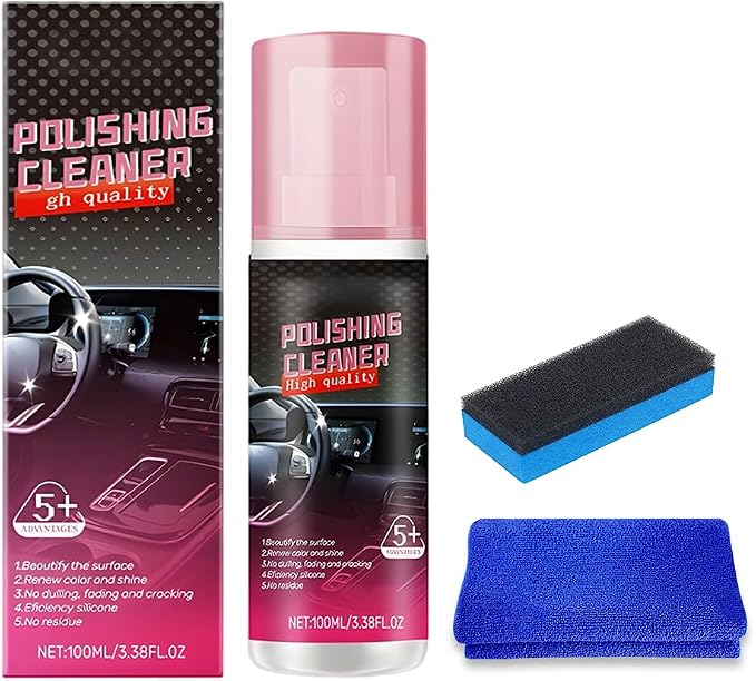 Car Interior Cleaner, 2026 New Polishing Cleaner for Interior Detailing, Car Interior Detailer Spray, Vehicle Polish Cleaners Multipurpose Cars Care Cleaners for Rubber Leather (1 PCS)