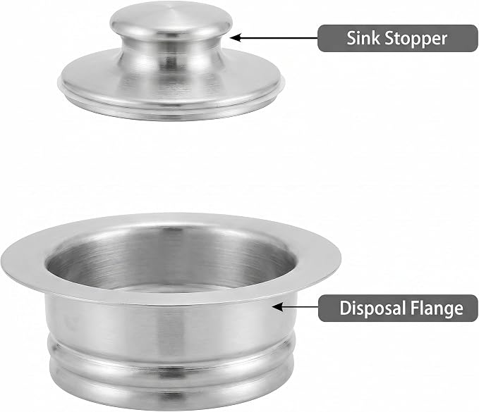 LQS Kitchen Sink Garbage Disposal Flange and Sink Stopper, fit 3-1/2 Inch Standard Sink Drain Hole Colour Chrome Finish