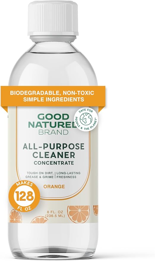 Good Natured Brand All-Purpose Cleaner Concentrate | 8oz makes 128oz | Orange Essential Oil | 16X Concentrated Natural Multi-Surface Cleaner