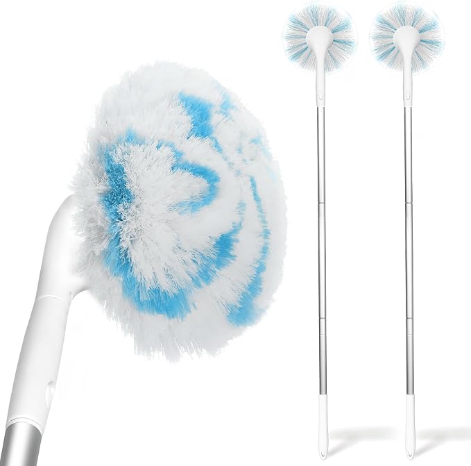 Tub Tile Scrubber Brush with 48" Long Handle, 2026 Version 2 Pc Non-Scratch Soft Tub Mop, All-in-One Adjustable Bathroom Brush for Bathtub, Shower, Sink & Faucet, and Wall Tile(2)