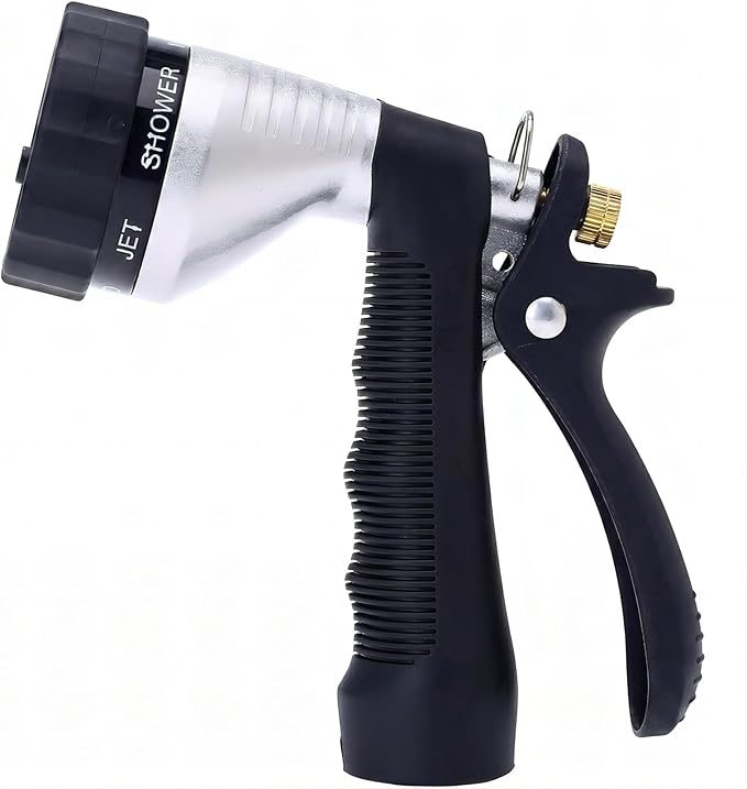 GREEN MOUNT Water Hose Nozzle Spray Nozzle, Metal Garden Hose Nozzle with Adjustable Spray Patterns, Perfect for Watering Plants, Washing Cars and Showering Pets