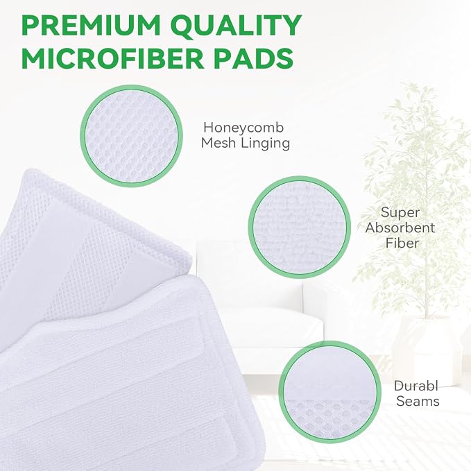 Steam Mop Pads for Shark Steam & Spray Mop S3101 S3251 SK460 SK410 S3101n2 S3250 SK435CO SK140 SK14,Washable Microfiber Cleaning Steamer Replacement Pads,White,8Pack